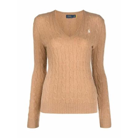 Ralph Lauren, V-neck Knitwear Bruin, Dames, Maat:L