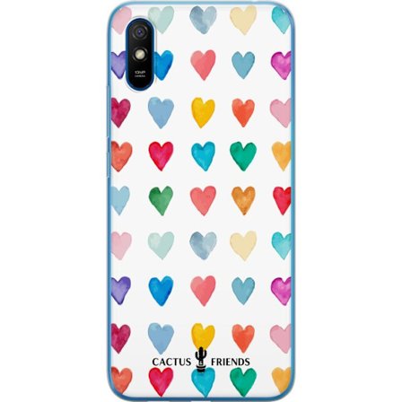 Kompatibelt Mobildeksel til Xiaomi Xiaomi Redmi 9AT Cactus and Friends - Watercolor Love Grid
