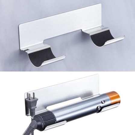 25x10.8x4.8CM Hårtørrer og Glattejern Holder uden Boring, Væghængt Glattejern Holder, Væghængt til