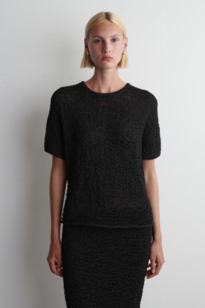 COS Women's Textured Open Knit Top in Black