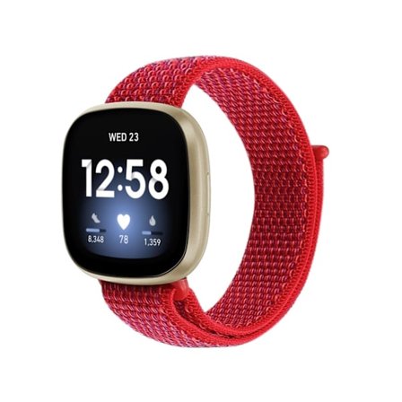 Röd Röd kompatibel med Fitbit Versa 3 Nylon Armband