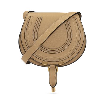 Chloé, Marcie Small Saddle Bag Beige, Dames, Maat:ONE Size