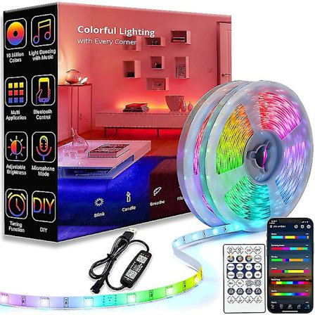 LED-stripe 1m-30m RGBIC 2835 Bluetooth App-kontroll Jageffekt Lys Fleksibel Tape Diode Bånd TV Baklys Rom Dekorere