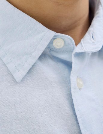 Jack & Jones Jjbreeze Linen Blend Shirt Ss Sn Jnr - Blue - 176