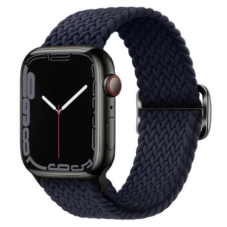 Flätad ögla för Apple watch Rem 44mm 40mm 45mm 41mm 42mm 38mm 49mm Elastiskt Solo armband iWatch series 7 se 3 6 Ultra 8 Band 21 charcoal