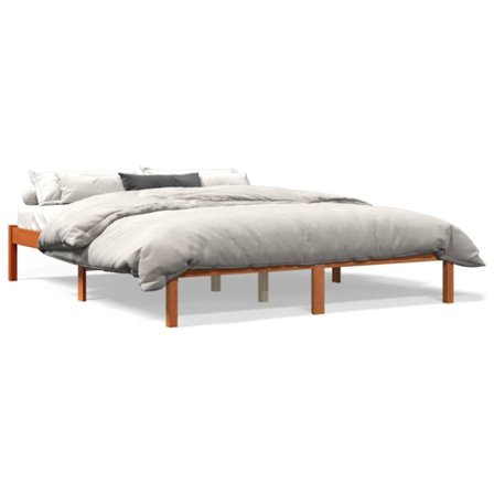 Sängram utan madrass vaxbrun 150x200 cm massiv furu