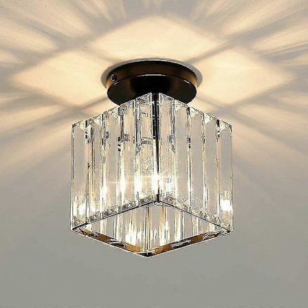 Mini Krystal Loftlampe, Moderne Krystal Lysekrone, Led Loftlampe Til Gang, Indgang, Restaurant, Bar, E27 (sort) [Energiklasse F]
