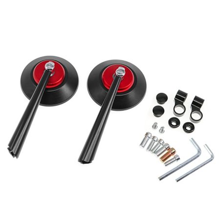 3.14'' Motorcykel Retro Rundt Bakview Spejl med Montering Bolt - Sort Rød (En Pakke)