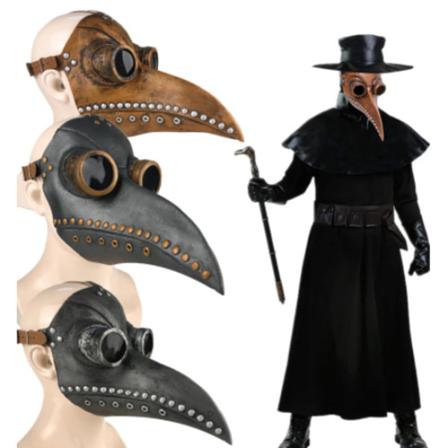 Halloween Plague Doctor Masks Pu Lädermask Cosplay Prop