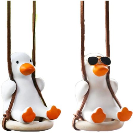 2 st Super söta gungande anka hängande spegel bil inredning tillbehör