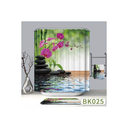 Grønt bruseforhæng med krog, meldugsikkert bruseforhæng, polyester bruseforhæng-6