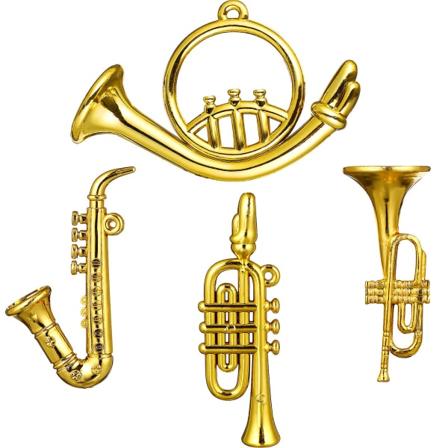 4 stk Mini Plastmusikkinstrumenter For Dukkehjem Realistisk Trompet Saksofon ModelldekorasjonerG Golden 7.8X4.6CM