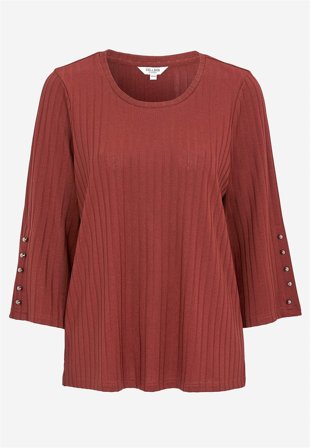 Cellbes of Sweden - Jerseytop med knapper i rustrød til damer i størrelse 34/36