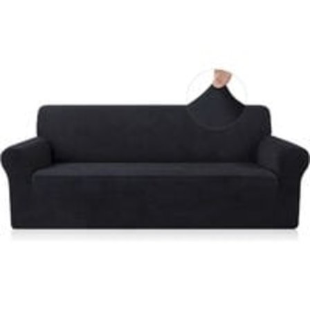 Stretchig sofföverdrag Universell Svart Polyster Soffskydd 2 Sits