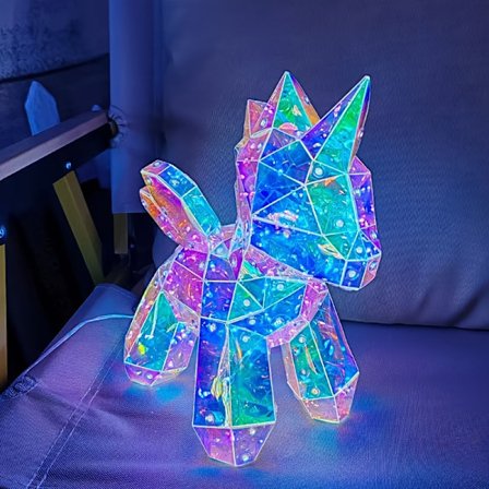 pc Flerfarget LED Enhjørning & Preget Pegasuslampe med Regnbue Lys - USB-drevet Dekorasjon for Jul, Halloween og Thanksgiving - Transparent