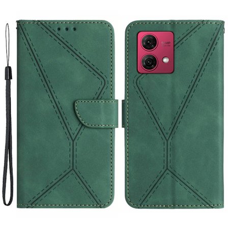 SKALO Motorola Edge 40 Neo 5G Kohokuvioitu PU Nahka Lompakkokotelo - Vihreä