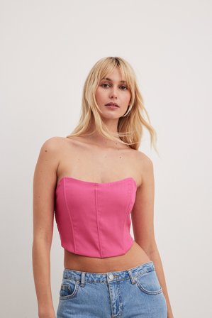 NA-KD Corset smocké à l’arrière recyclé - - Rose - EU 40