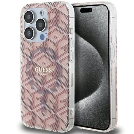 Guess IML GCube MagSafe-etui for iPhone 15 Pro Max - rosa
