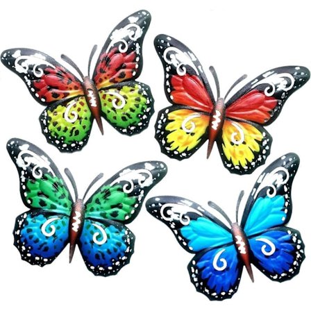 4 stk. Sommerfugl Vægkunst Dekoration Havepynt Udendørs Indendørs Metal Vægkunst Havehegn Dekorationer Gård Vægophæng Dekoration Hun (FMY)