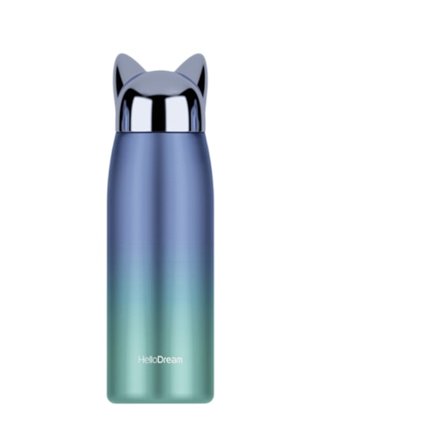 JUSTUP Isoleret Vandflaske i Rustfrit Stål til Katte, Sød Termoflaske til Piger og Drenge, Lækagesikker Kaffe Rejsekrus (Mørkeblå 300ML)