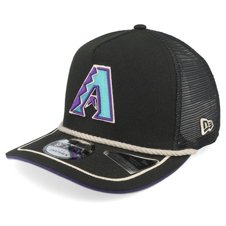 New Era - MLB Zwart trucker Cap - Arizona Diamondbacks Vintage Team Rope 9FIFTY Black A-frame Trucker @ Hatstore
