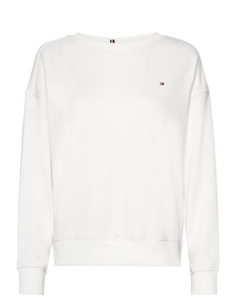 Relaxed Open-Nk Sweatshirt Sweatshirt Trøje Hvid Tommy Hilfiger