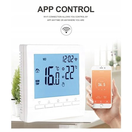 Elektrisk golvvärmetermostat 16A Rumstermostat LCD WiFi