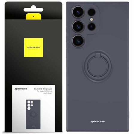 Spacecase Silikoncase Ring För Samsung Galaxy S23 Ultra Black