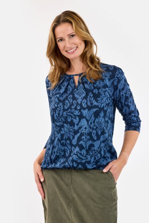 SIGNATURE - 3/4 Ærmet T-shirt - Navy Mix - Mønstret