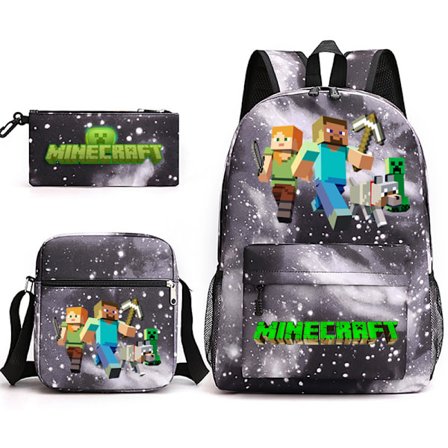 Minecraft 3 stk. Sett Ryggsekk Mochila Barn Kapasitetsvesker-1