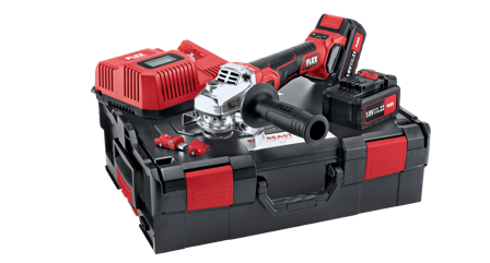 Flex LBE125 18.0-EC 5.0/SET Vinkelslip med 2 st 5,0 Ah batterier, laddare, Maskiner