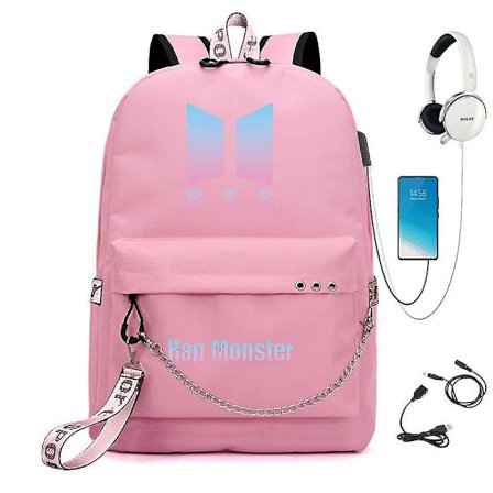 Bts Backpack Cute Usb Charging School Bag