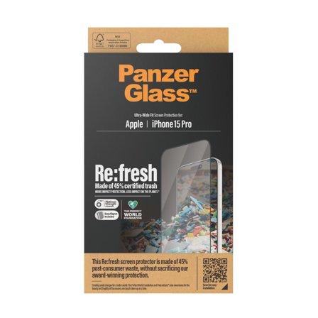 PanzerGlass Re:fresh - skjermbeskyttelse for mobiltelefon - ultravid passform med EasyAligner