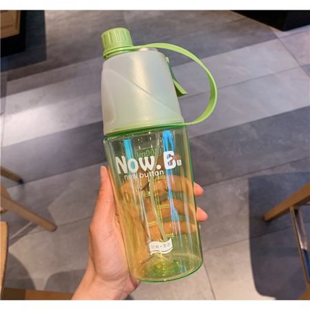 Spray vattenflaska kreativ utomhus sport plast vattenflaska sommar hydrering kylning kopp grön (OPP påse) 400ml