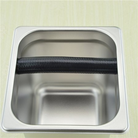 Kaffeboks i rustfritt stål, espresso dunk, innebygd beholder 17,5*16*15 cm