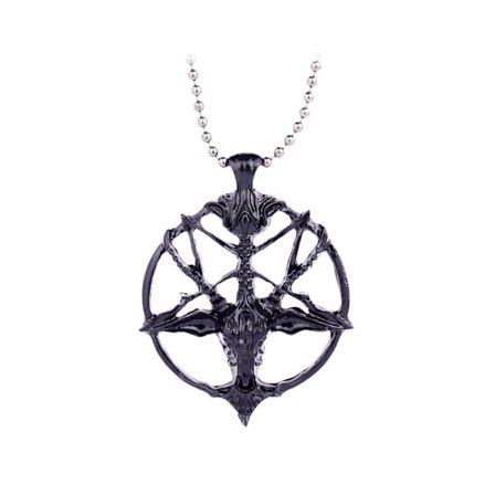 Omvänd Pentagram Silver Finish Tenn Get Huvud Hänge Halsband