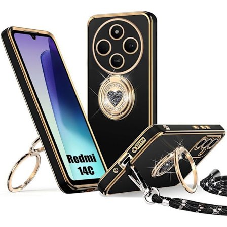 Beskyttelsesskal - E.F.CONNECTION - til Xiaomi Redmi 14C - Silikone - Stødabsorberende - Skinnende Hjerte Mønster