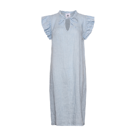 Tiffany Etta, Frill Dress, Linen - Light Blue Klänningar Dam XS-S