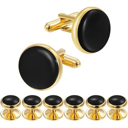 Miesten räätälöity smokkipaita - napit ja rannekkeet (2+4/2+6), musta/kulta