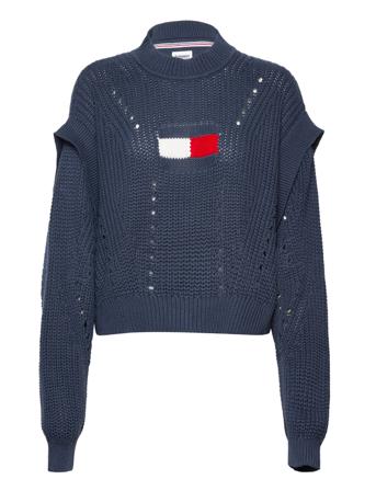 Tjw Ovrszd Flag Stitch Sweater Pullover Striktrøje Navy Tommy Jeans