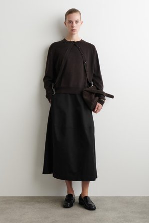 COS Women's Voluminous Cotton Midi Skirt in Black