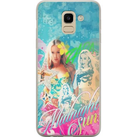 Kompatibel Mobilcover til Samsung Galaxy J6 Eventyrverden med Steve, Creeper og dyr i farverig blokgrafik