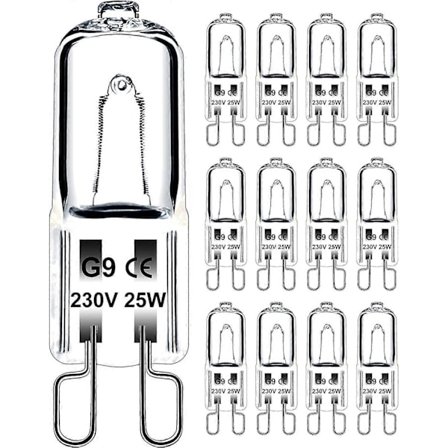 G9 Glödlampa 25W 230V Dimbar Varmvit, G9 Halogenlampa 300C Tolerans, G9 Ugnslampa för Mikrovågsugn Spis Taklampor, 12-pack [DB]