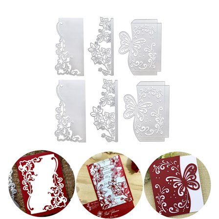 3 kpl pitsi leikkuu kuolee metallirunko postikortti koriste DIY postikortti kuolee kortin teko (Tyyppi A)