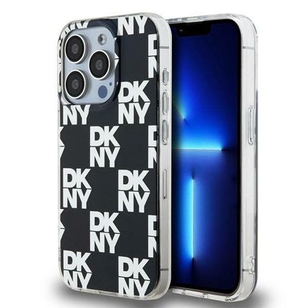 DKNY IML rutete monomønstret etui til iPhone 15 Pro Max - svart