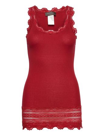 Silk Top W/ Lace T-shirts & Tops Sleeveless Rød Rosemunde