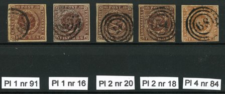 Danmark - 5 plade 4RBS på indstikskort - Stemplet