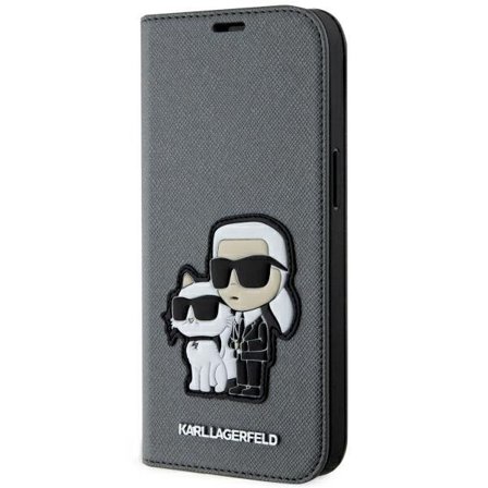 Karl Lagerfeld KLBKP14SSANKCPG iPhone 14 6.1" kirjahylly hopea Saffiano Karl & Choupette