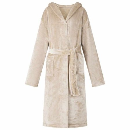 Badrumsmantel - badrock (utom barnvård) Vidaxl Badrumsmantel med huva Beige l Flanel