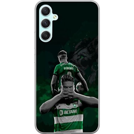 Yhteensopiva Puhelinkuori Samsung Galaxy A34 Neonmotiivi, jossa teksti "Gaming is in my DNA" sinisenä ja punaisena tiiliseinällä, jossa loistava DNA-s